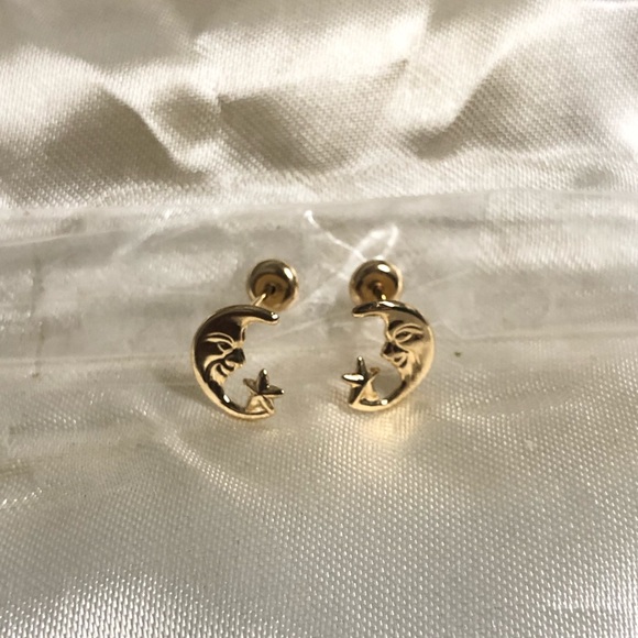 18k Gold Filled Half Moon & Star Earrings - Picture 6 of 9